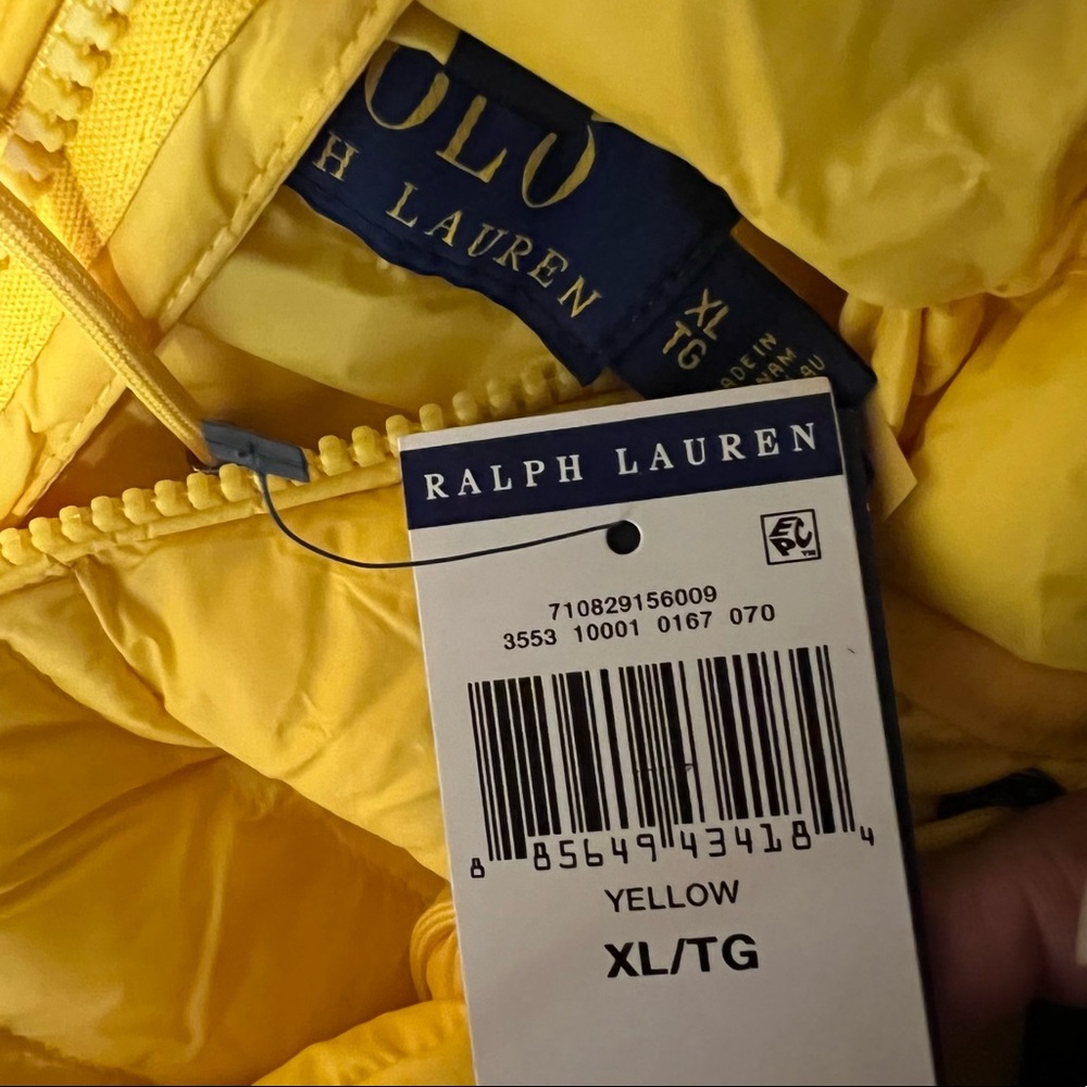 POLO RALPH LAUREN Packable Lightweight Quilted Hooded Puffer Jacket  Yellow - Picture 14 of 15